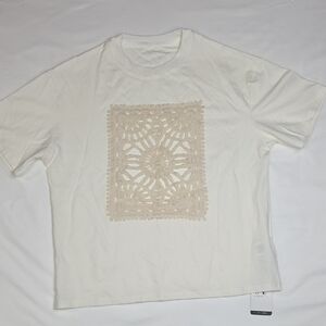 SHEIN White Top with Beige Accents